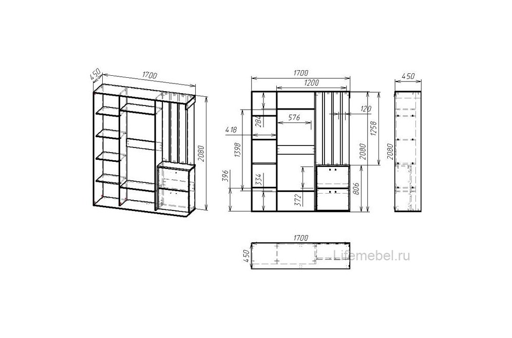 Прихожая в современном стиле Мебелайн 20 шкаф слева венге / дуб молочный